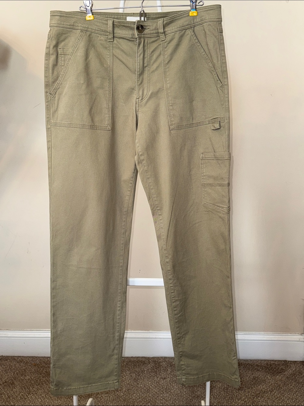 H&M Olive Straight-Leg Utility Pants